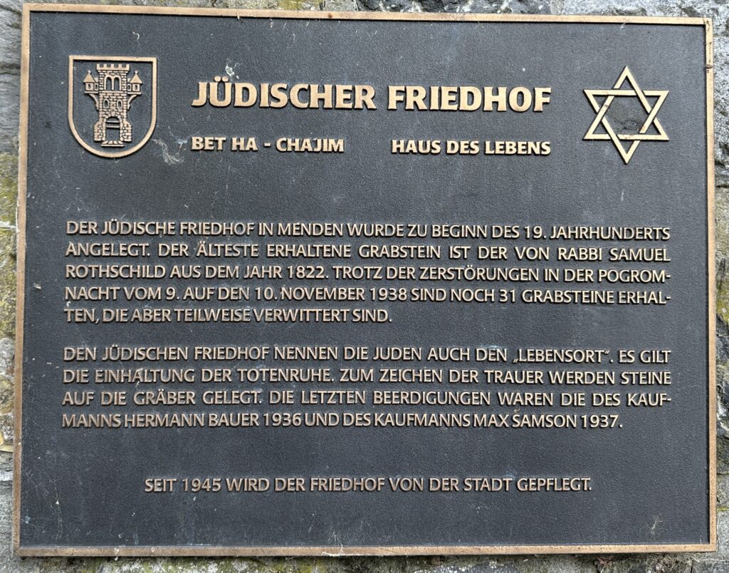 17. JH. Juden gedenktafel jüdischer friedhof